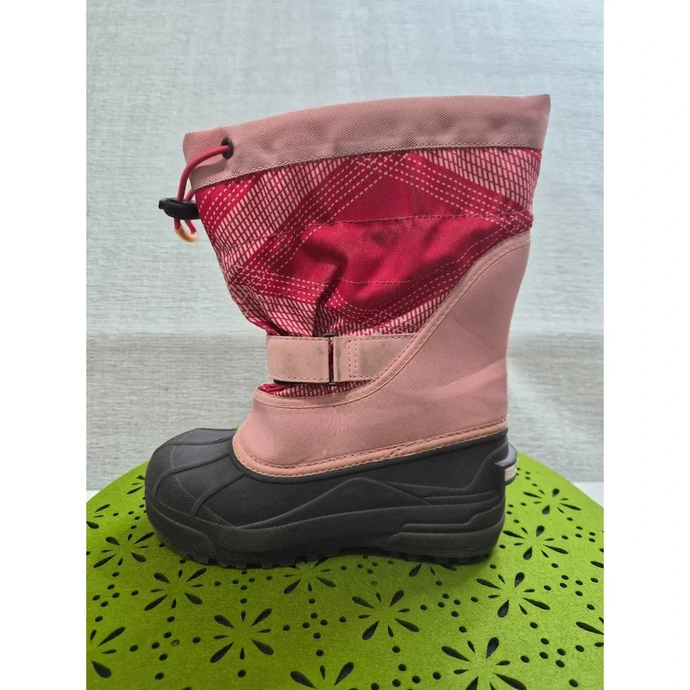Columbia Powderbug Plus II Kids US 2 Winter Boot Pink Black Waterproof Mid Calf